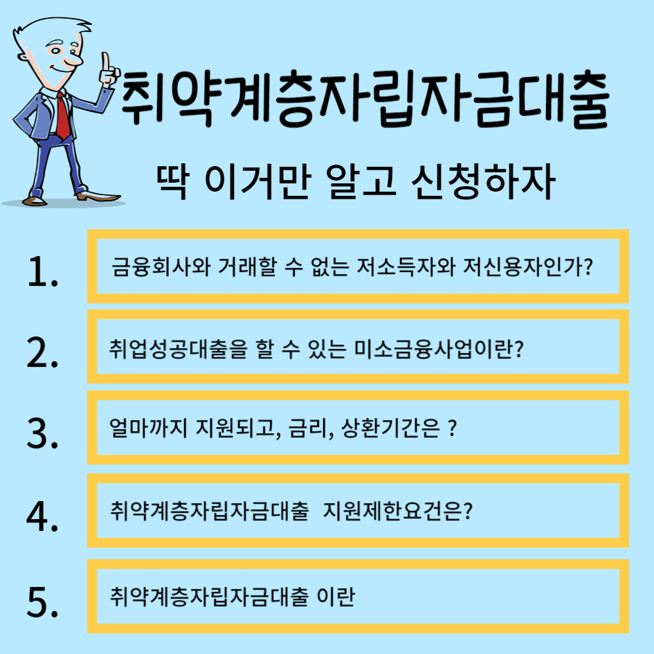 취약계층자립자금대출 알아보기